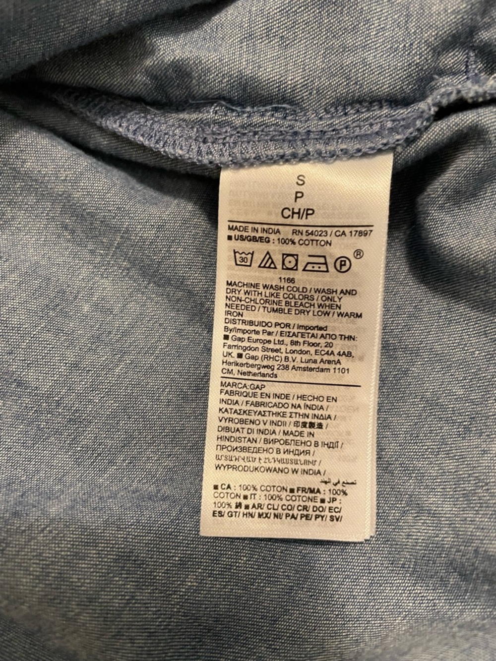 GAP Blue Denim Tiered Button-Front Cotton Boho Tiered Dress, Size S - Picture 7 of 10